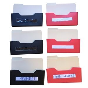 6 Magnetic File Folder Holder Organizers, Teacher Resource, Storage Set w Labels